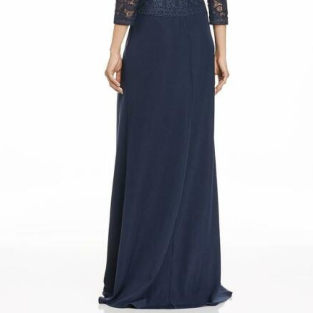Tadashi Shoji Lace & Crepe A-Line Gown - Picture 6 of 7